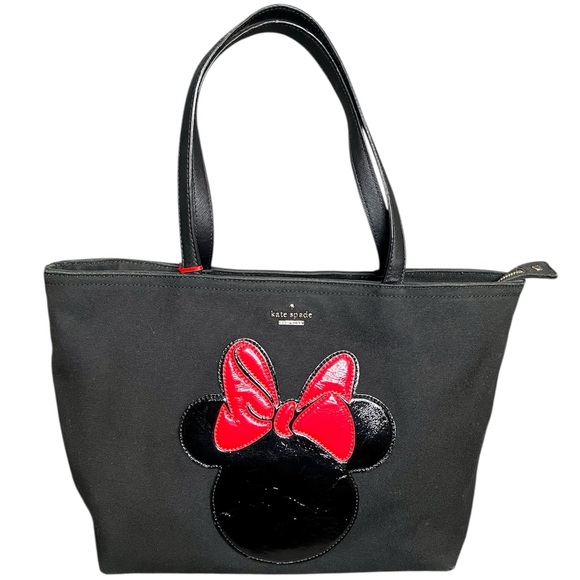Kate Spade Disney Minnie Mouse Francis Tote Bag Patent Mouse Stripe Interior - Picture 3 of 12